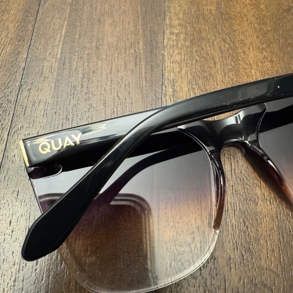 Quay Australia Black to Brown Ombre Cat Eye Sunglasses - Picture 5 of 9